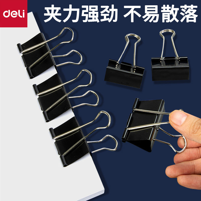 Deli 9542 long tail clip, black ticket clip, swallow tail clip 41mm iron ticket clip, iron clip