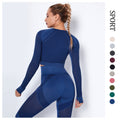 new arrival seamless knitting quick-drying running yoga clothes tight breathable cut out fitness long sleeves women's one-piece dropshipping