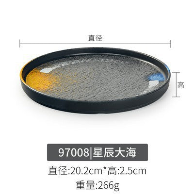 Melamine plate japanese plastic barbecue plate imitation porcelain round flat plate barbecue plate restaurant hot pot tableware dish plate commercial