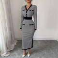 fashion  new arrival: chic & sophisticated v-neck black knit dress -  spring collection