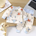 Newborn baby underwear set, all-cotton seamless thermal underwear, cute cartoon design, high-waisted pants for baby, belly protection