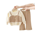 Girls' knit sweater set - new  collection: handmade flower pom-pom detail, includes pants