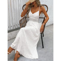 Women's lace halter backless v-neck bodycon dress, perfect for vacation, fresh and stylish summer wear