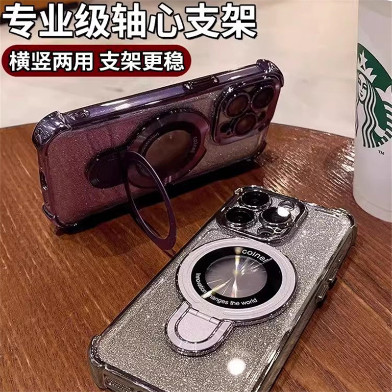 Four-corner airbag anti-fall suitable for apple 17 mobile phone case iphone 16 excellent shield magnetic holder glitter protective cover 15