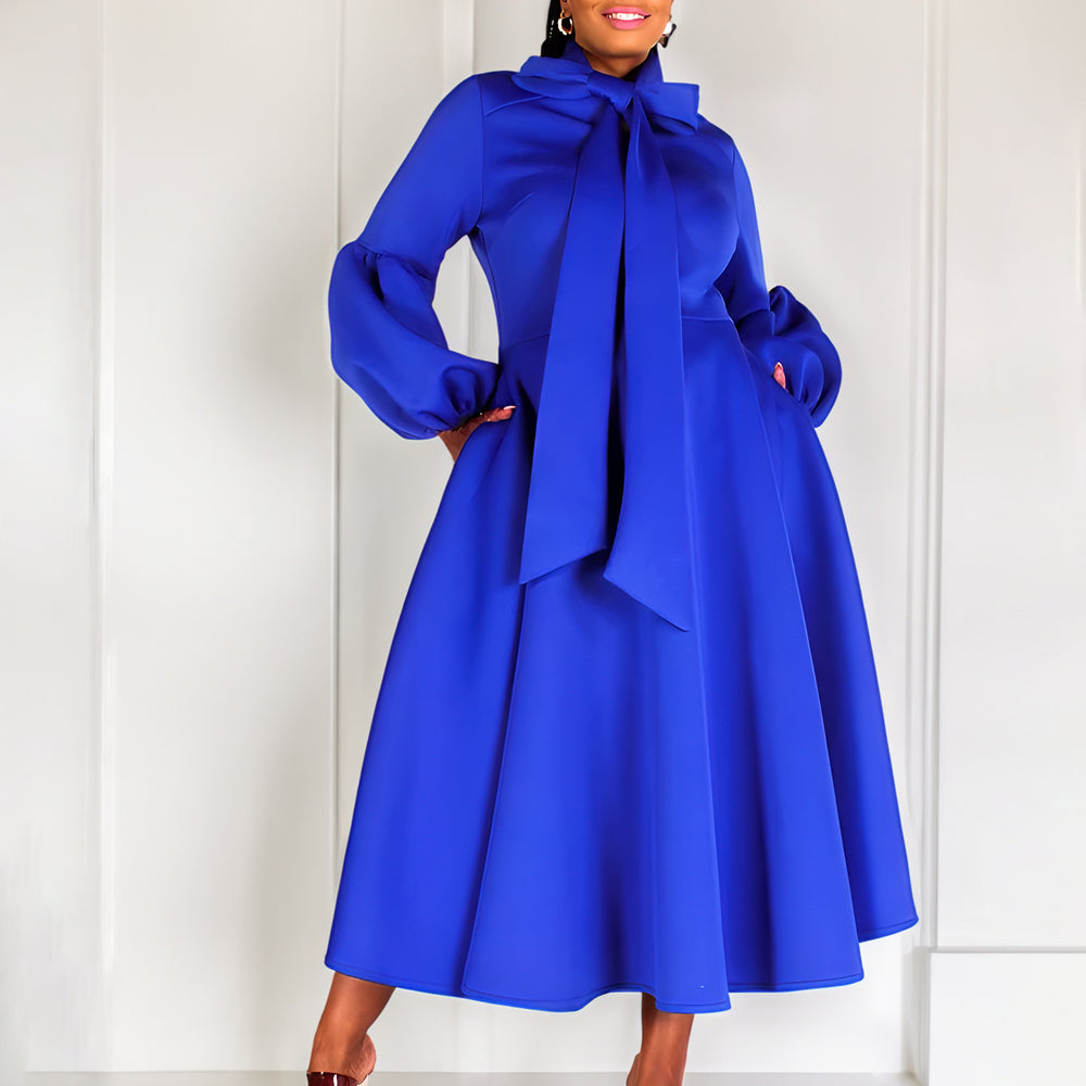 D427 independent station foreign trade women's clothing  new style puff sleeves strappy large skirt high waist dress fashion dress