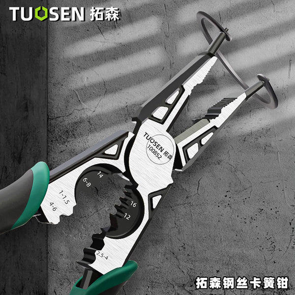 Tuosen pliers tool multifunctional wire stripping pliers 9 inch expansion ring pliers clasp pliers inner straight spring pliers