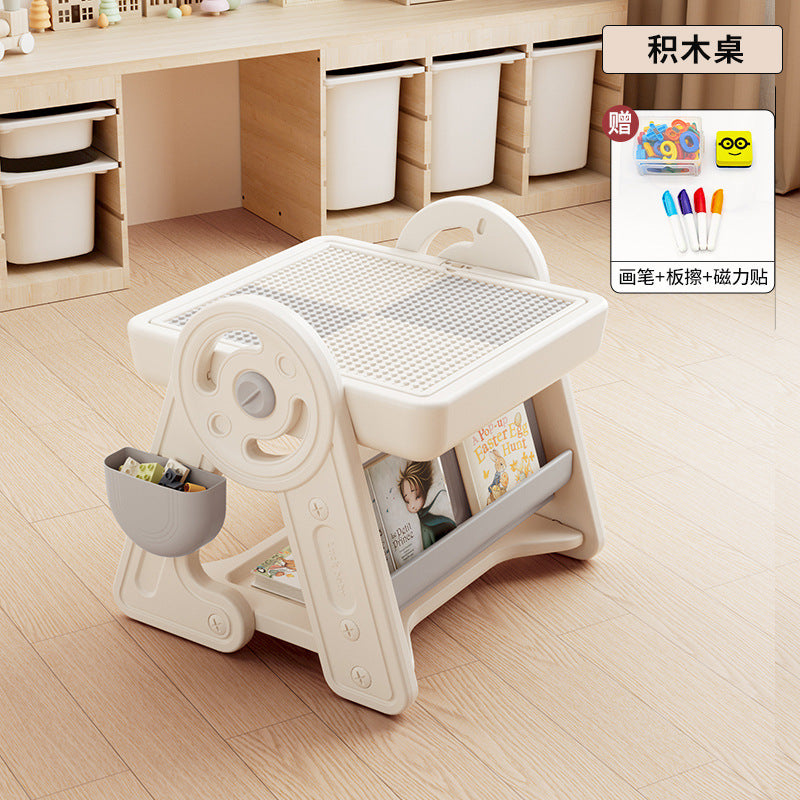 Qiao Le Bear Multifunctional building block table Children's drawing board Large particle puzzle baby toys Boys and girls game table
