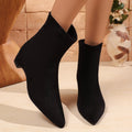 Suede slimming lookretro low heel short boots autumnew arrival pointed toe export plus size thick heel slim martin boots women