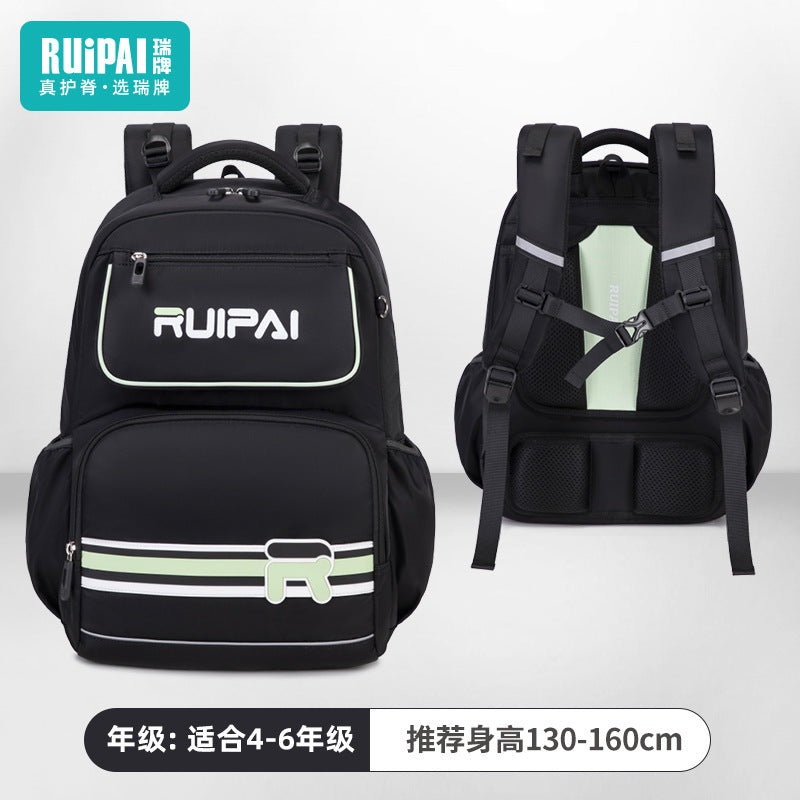 Ruipai Primary School School Bag Boys Grades 3 to 6 2025 New Lightweight Primary School Student Burden Reduction Ridge Backpack