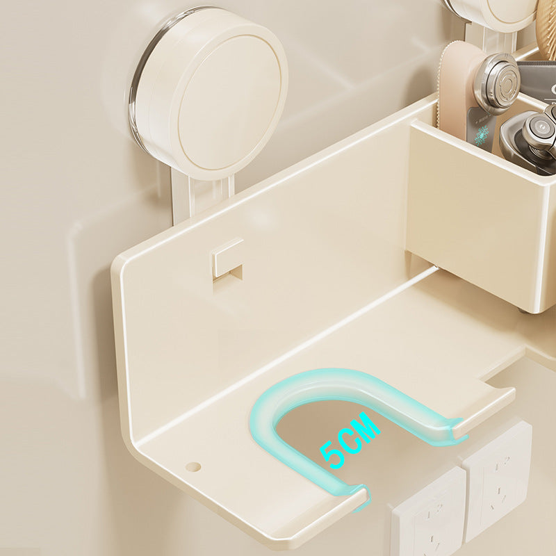 Bathroom suction cup hair dryer holder, toilet storage rack, wall-mounted lazy organizer, wall shelf