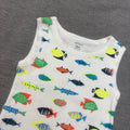Export baby boy sleeveless khaki colorful fish printing baby pure cotton vest butt wrap summer breathable one-piece