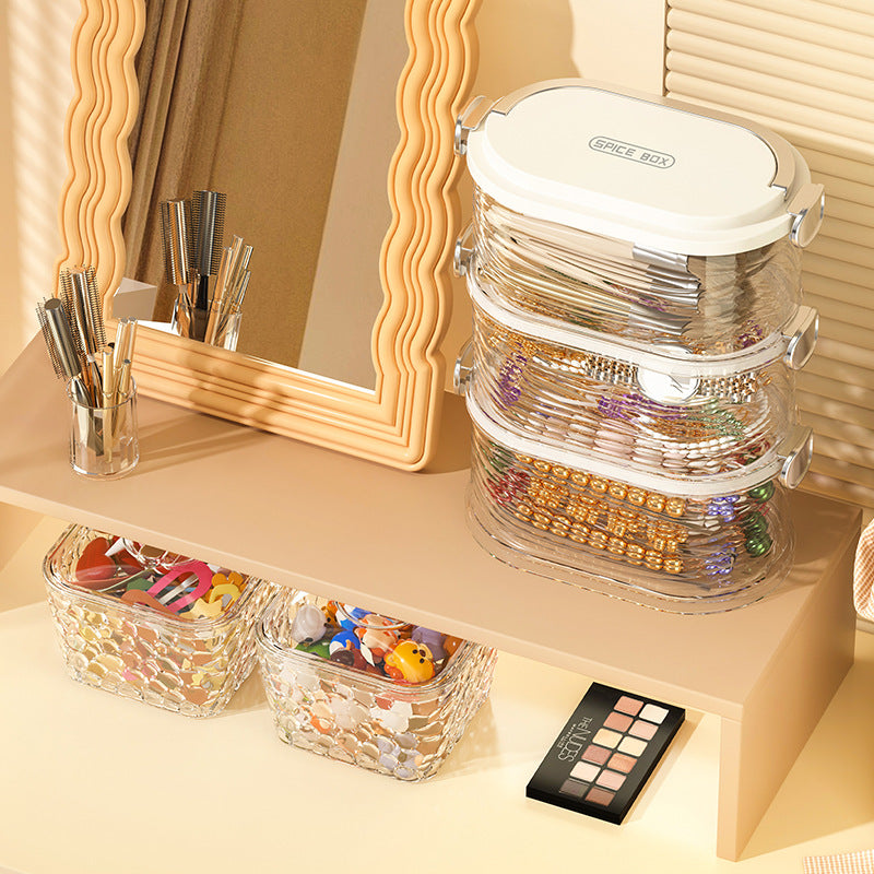 One piece of transparent jewelry box, ring, earrings, hairpin ring, multi-layer desktop storage box, classification, jewelry storage box.