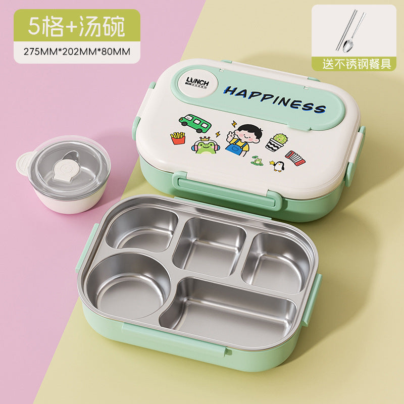 Kids' insulated lunch box - perfect for elementary and middle school students - divided compartment bento box - 304 stainless steel lunch container for boys