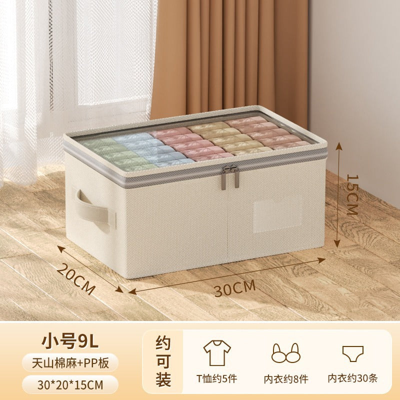 New Tianshan Snow Cotton Visual Fabric Storage Box Household Cotton and Linen Clothing Storage Bag Wardrobe Finishing Large Storage Box