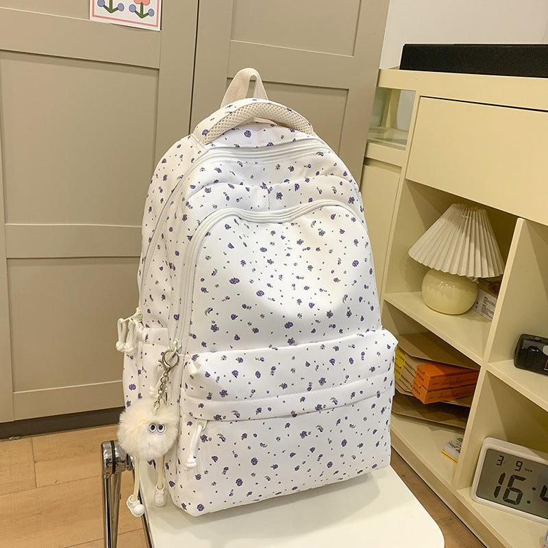 2025 new spring outing: stylish & chic solid color/floral casual student backpack - fresh & feminine everyday bag
