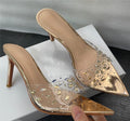 Xd huizhou 2026 autumn new snowflake rhinestone high heel slippers - european & american style, chic, versatile, silver pointed toe