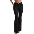 Amazon cross-border draped bell bottoms women's summer looseslimming lookhigh waisteasiest for matchcasualmoppants micro bell bottoms