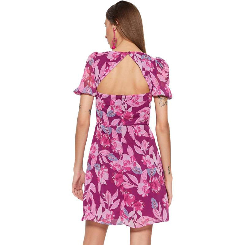 Amazon fashion pure desire backless a-line purple dress  summer new arrivalelegant printed skirt