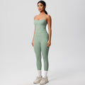 New arrivalpure color sling beautiful back yoga clothes hip pocket tights sports suit cloud-like quick-drying fitness clothes for women