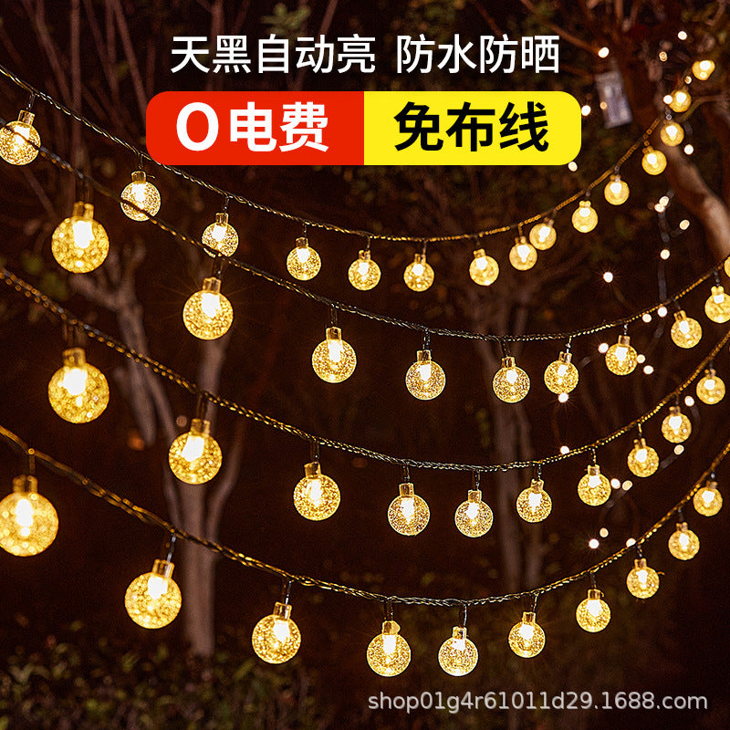 LED bubble ball light string solar pentagram lights wholesale outdoor waterproof camping lights garden decoration flash lights