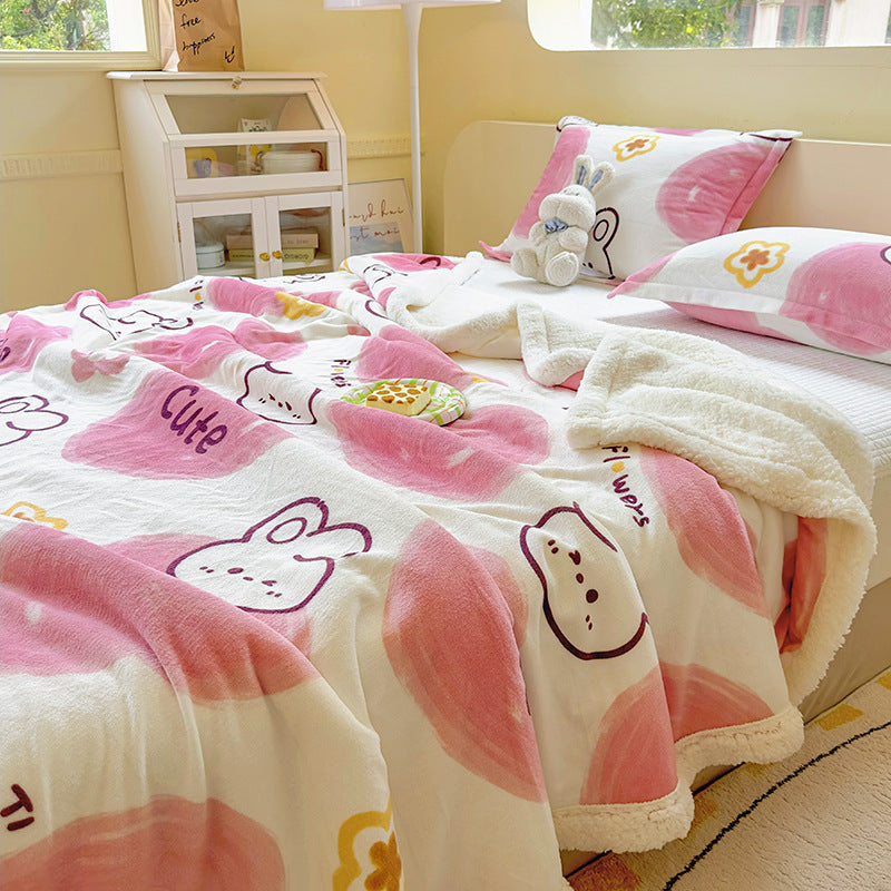 Winter Flannel Blanket Thickened Warm Lamb Fleece Blanket Office Nap Coral Fleece Blanket Milk Fleece Blanket