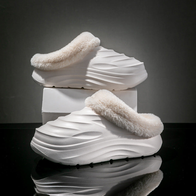 Broken cocoon couple cotton slippers casualnon-slipthick sole home thickenedheattech slippers outwear 2024stuffed slippers