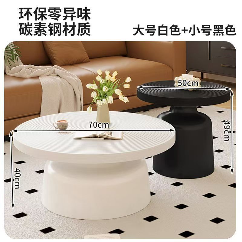 Round coffee table living room  new home light luxury high-end carbon steel small coffee table modern minimalist small apartment