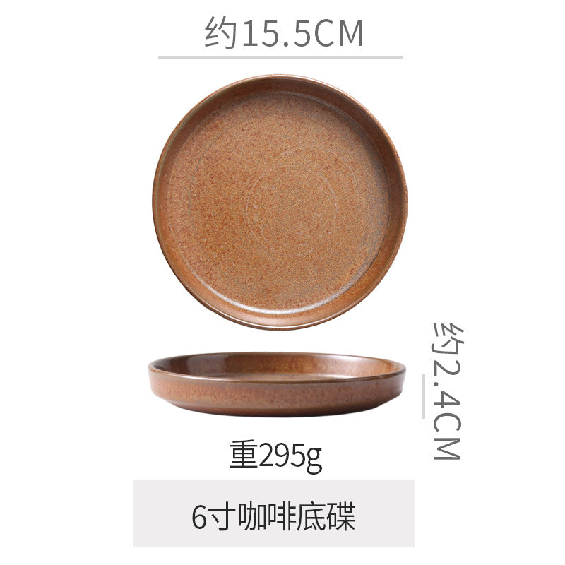 Vintage chic ceramic dinnerware - restaurant & hotel grade, unique ribbed design, steak & western cuisine plates, high-style deep dishes for home use