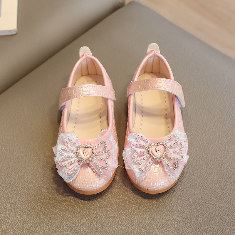 Kids' princess shoes:  summer new korean style flats for girls - bowknot rhinestone soft sole dress shoes