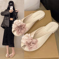 Baotou half slippers for women outwear2025 spring and summer new arrivalfashion flower fairy style with skirt flats sandals