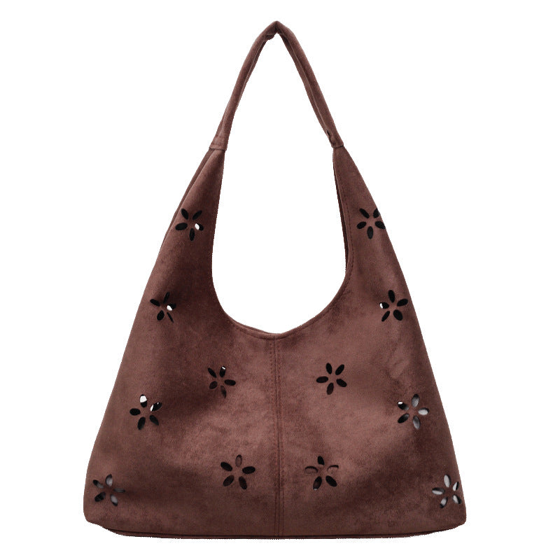 new arrivalcut out frosted bag women's niche style design casual shoulder bag retro large capacity tote bag for women