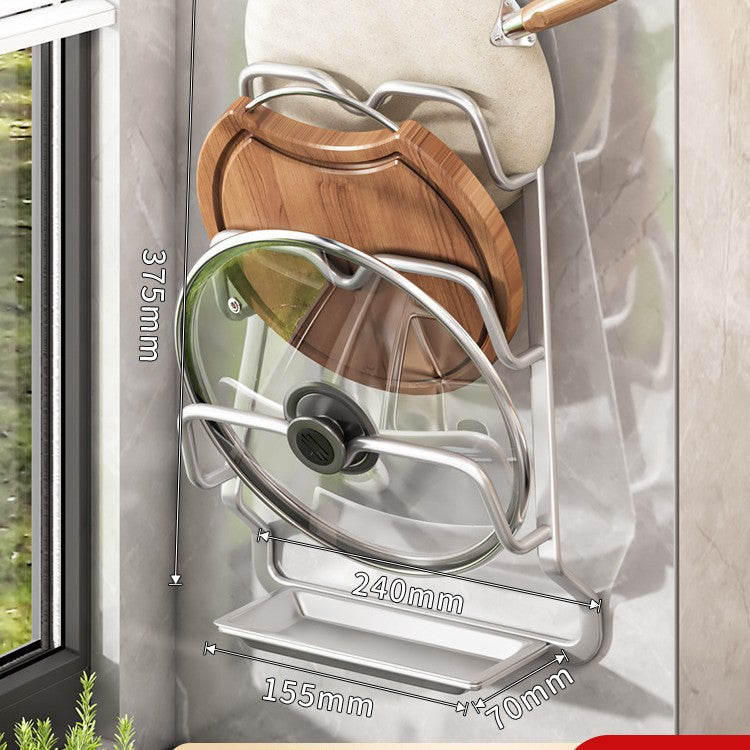 Pot lid rack No punching Wall-mounted kitchen rack Multifunctional cutting board cutting board rack Multi-layer household storage shelf