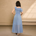 European and american style chiffon one-shoulder a-line dress for teens - minimalist, elegant, and fashionable with hair accessories