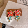 French retro metallic floral stud earrings - chic, elegant, and unique design for women