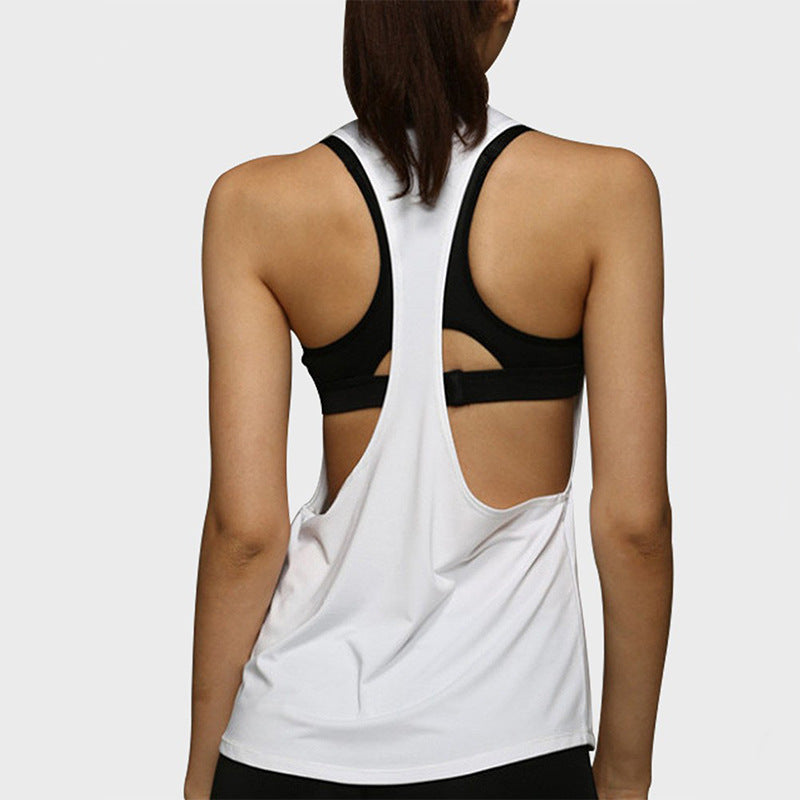 Solid color split yoga top halter loose vest T-word suspender blouse quick-drying breathable breathable quick-drying