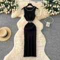 Light mature french style sleeveless knittingdress female pure lust style k-style high waist waist silm a-line skirt work clothing