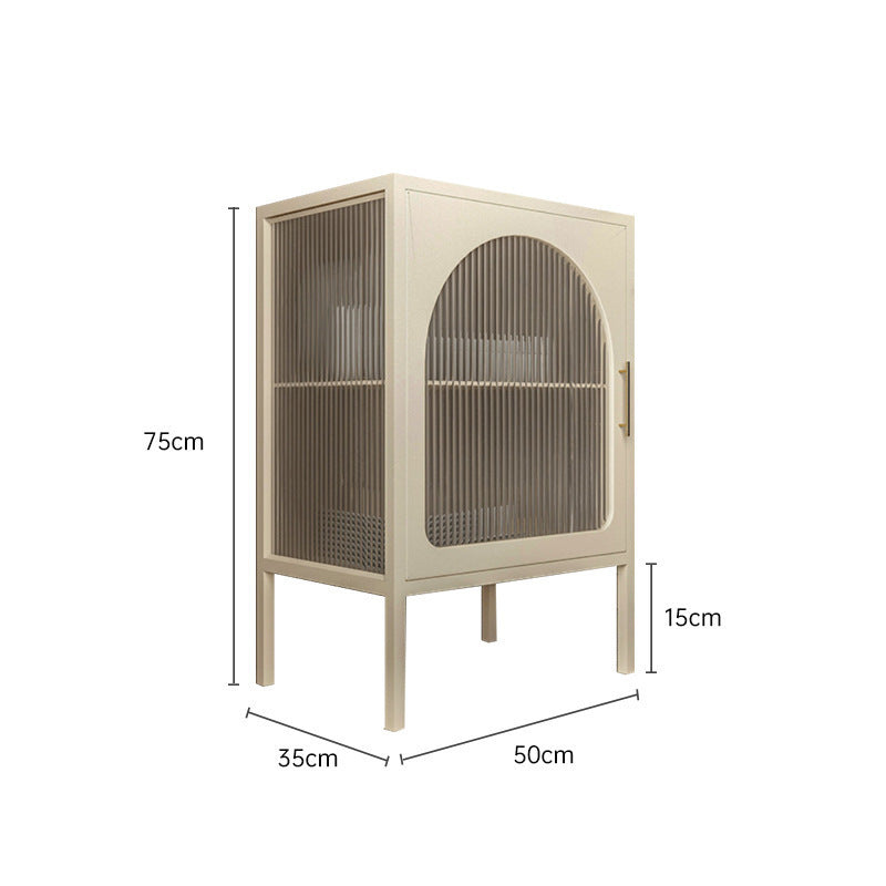 Nordic wrought iron dining side cabinet living room simple light luxury glass tea cabinet wine cabinet storage display storage cabinet