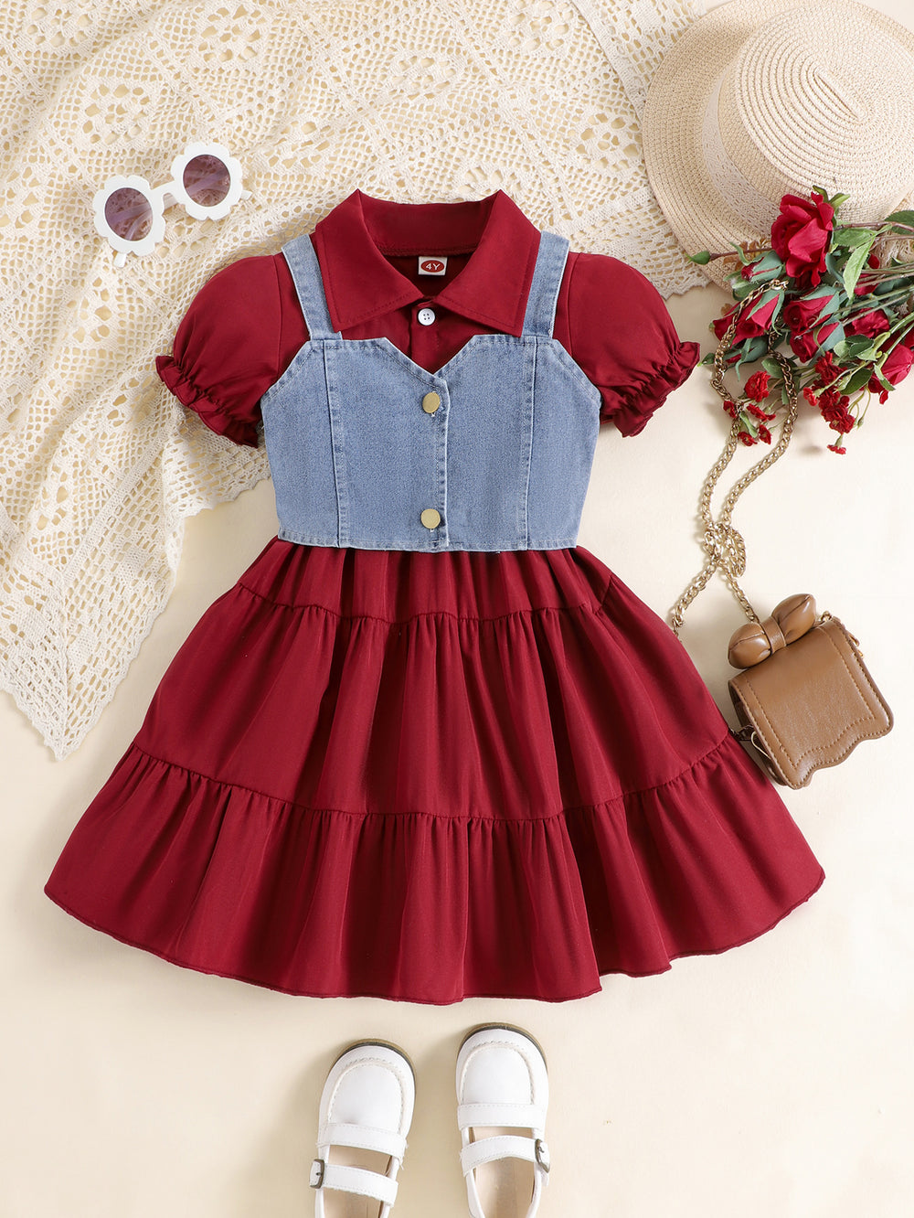 Kids clothing cross-border exportfall and winternew arrival children's blue vest + burgundy dresssuit