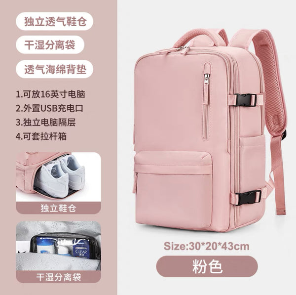 Men's large-capacity backpack Multifunctional with shoe compartment Dry and wet separation Boarding Short business trip Backpack Ladies