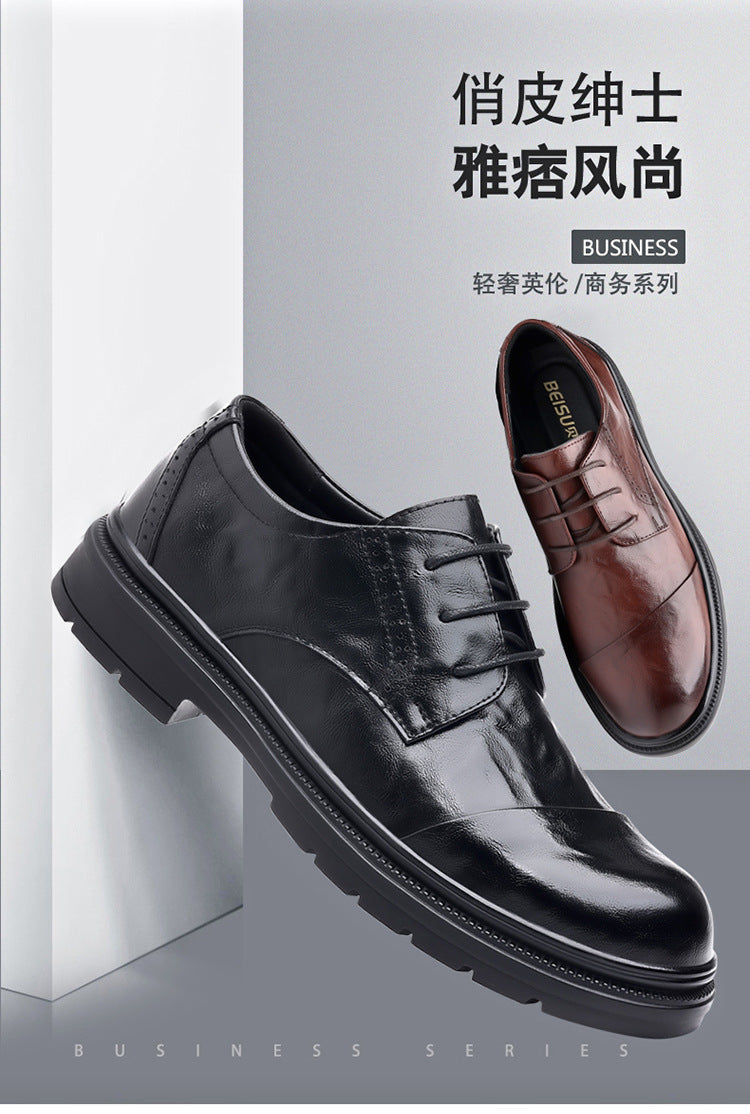 Men's leather dress shoes - new autumn collection: business formal, casual, breathable, soft sole, soft leather, british style, wedding shoes