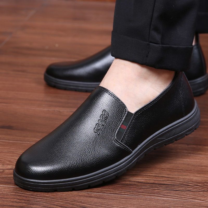 Chef leather shoes men's non-slip waterproof oil-resistant hotel kitchen shoes all-black leather work shoes for men