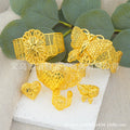 Middle east dubai new arrival cuff bracelet ring nigerian wedding bride flower heart shaped bracelet jewelry