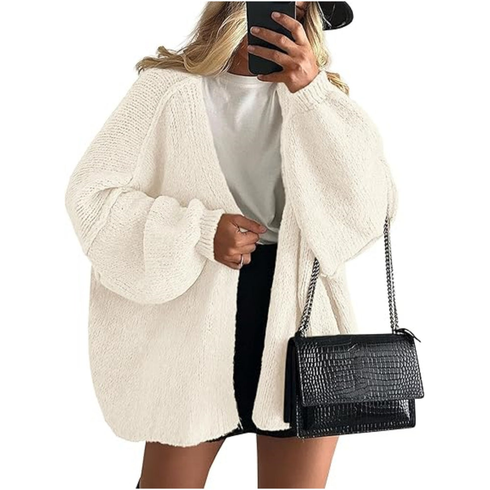 2025 fall/winter new european and american cross-border commute women's knitted top, european and american casual sweater cardigan, loose fit open front
