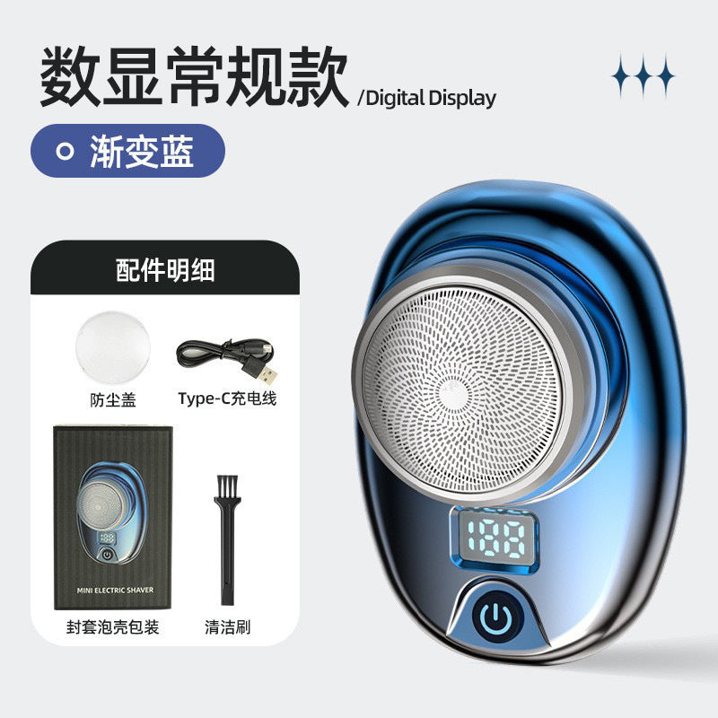 mini electric shaver - portable home use men's razor, travel-friendly, washable, digital display beard trimmer