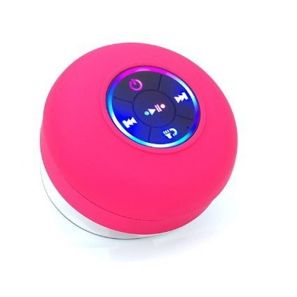 Bathroom waterproof wireless bluetooth speaker with color-changing lights, suction cup mount, mini outdoor rechargeable desktop speaker