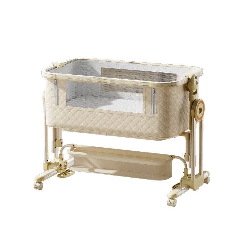 Aluminum alloy baby crib - portable, foldable, and convertible bassinet - multifunctional newborn bed - splice-together large bed