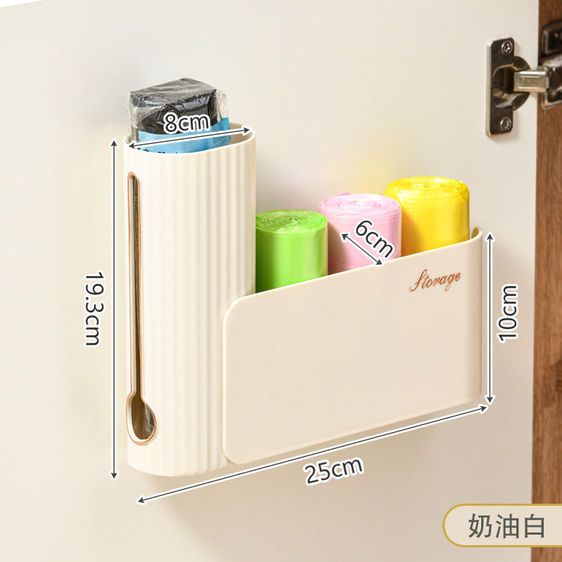 Light luxury garbage bag storage box Wall-mounted artifact Kitchen non-punching garbage bag extraction box Plastic wrap storage box