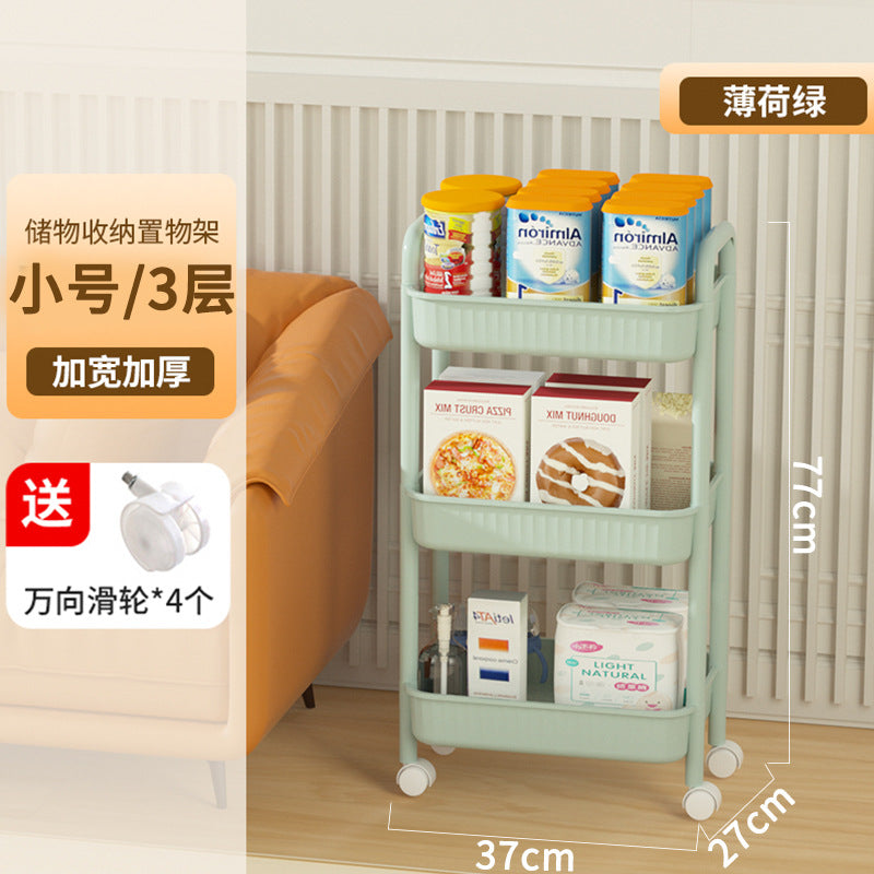 Multi-tier rolling cart organizer - portable storage rack for snacks, kitchen, bathroom, and more