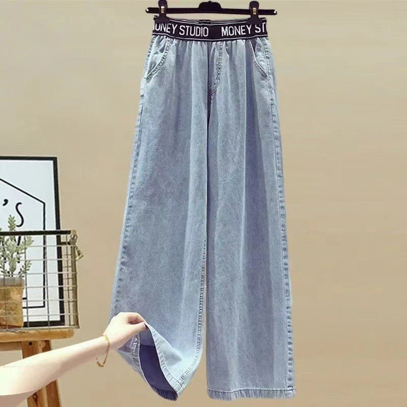 european and american women's spring outfit: two-piece set featuring a slim-fit denim and shirt-look top