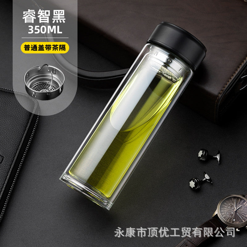 Wholesale smart premium glass cups: double-walled insulated, explosion-proof, tea infuser, perfect for business, office, home, and car